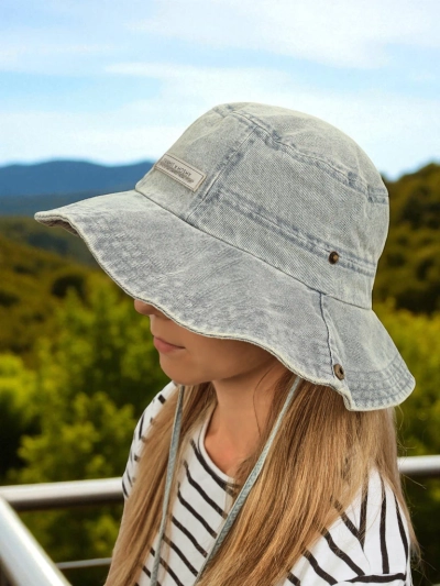 Kalos Denim Ženski Sončni Klobuk – antični stil in UV zaščita