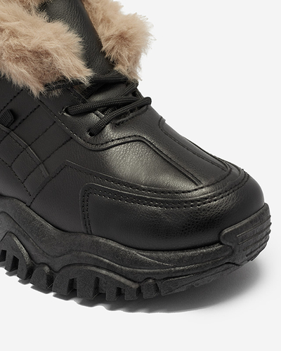 Čierna športová obuv pre ženy s kožušinou Flixi - Obuv