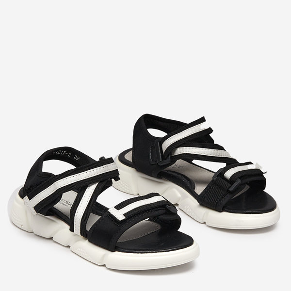 Čiernobiele detské sandále zapínané na suchý zips Modis - Topánky
