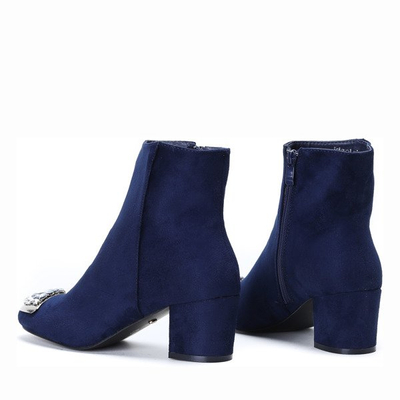 Granatowe botki z ozdobnym noskiem Hayley - Obuwie