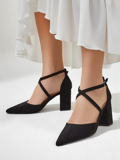 Royalfashion Dámske eko-semišové lodičky s remienkami Kanastru