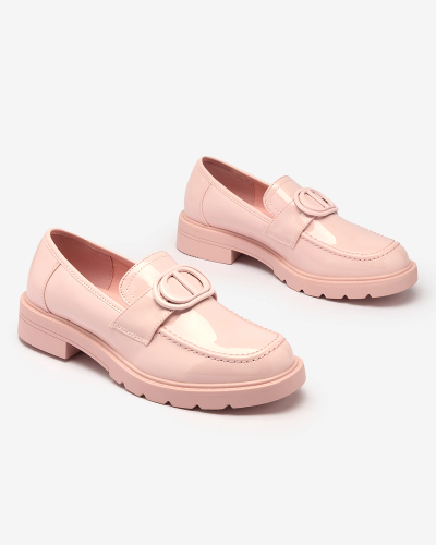 Royalfashion Ružové dámske mokasíny s lakovaným povrchom Glidef