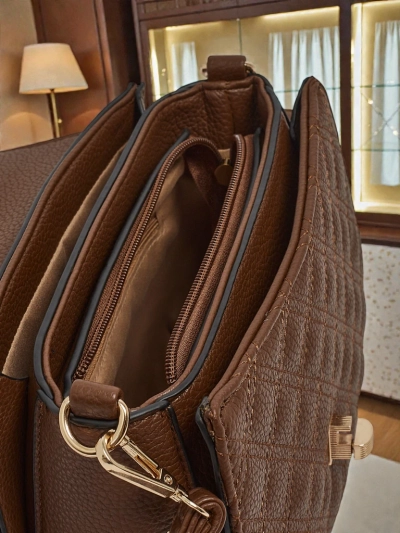 Ženska torbica Luna Temno rjava Eko usnje Elegantna