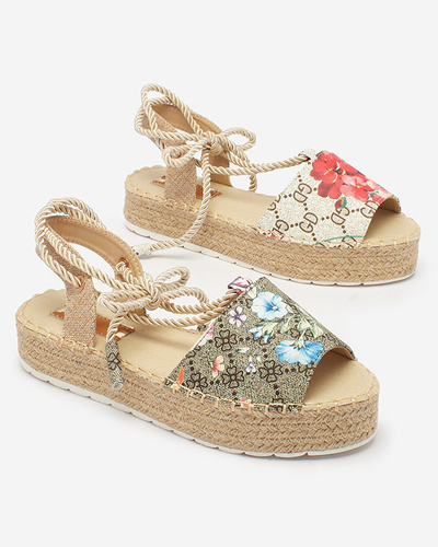 Royalfashion Khaki dámske espadrilky v kvetoch Elizeaf