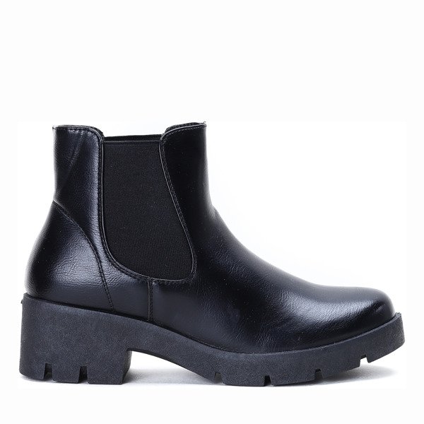 Czarne botki na grubym obcasie Makenzie - Obuwie
