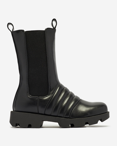 OUTLET Vysoké čierne dámske čižmy na hrubšej podrážke Ferita- Obuv