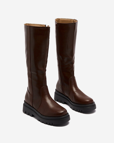 OUTLET Tmavohnedé dámske nadkolienky z ekokože Roterika - Obuv