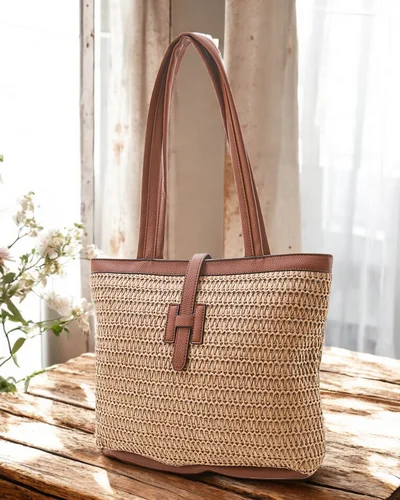 Royalfashion Veľká dámska kabelka z prútenej slamy