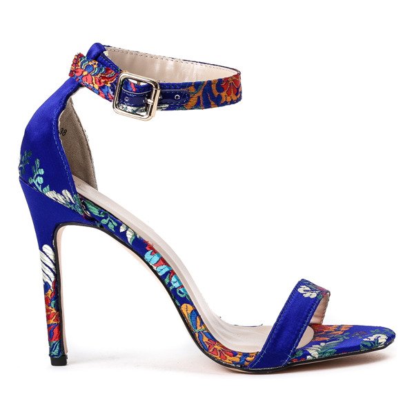 Niebieskie szpilki z motywem kwiatowym Gabriela - Obuwie