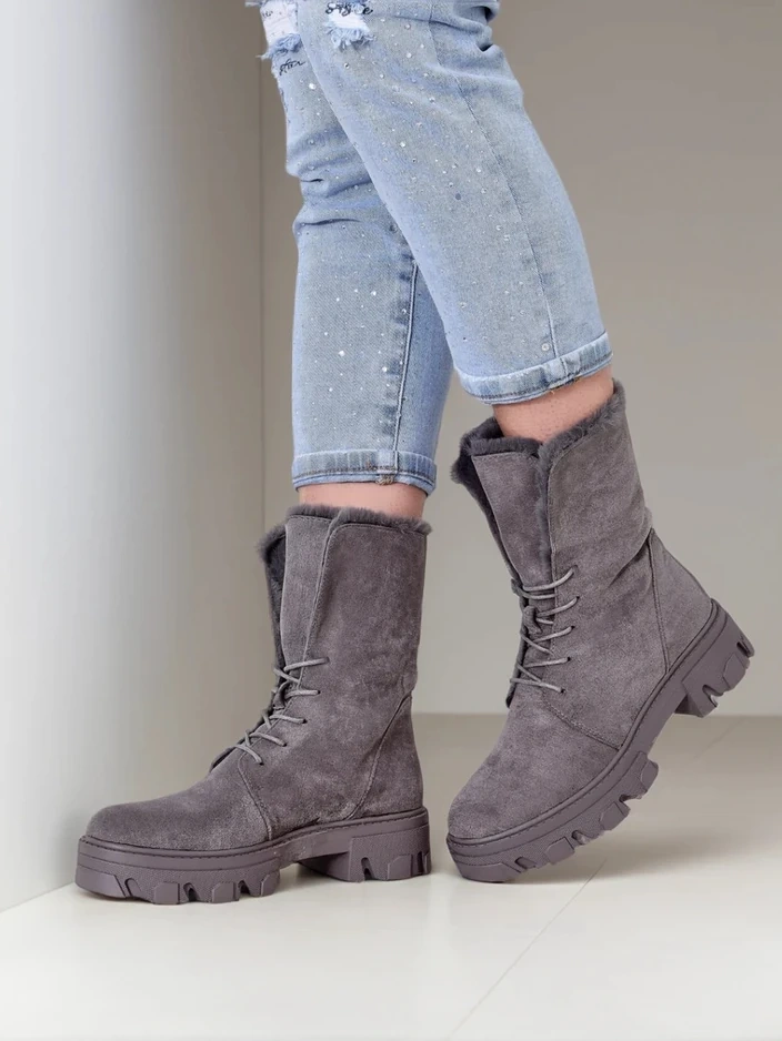 Royalfashion Ženské čipkované členkové čižmy Cavenma