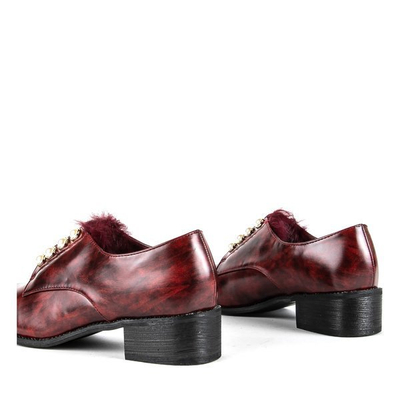 Bordové polobotky s perlami Nessi - Obuv