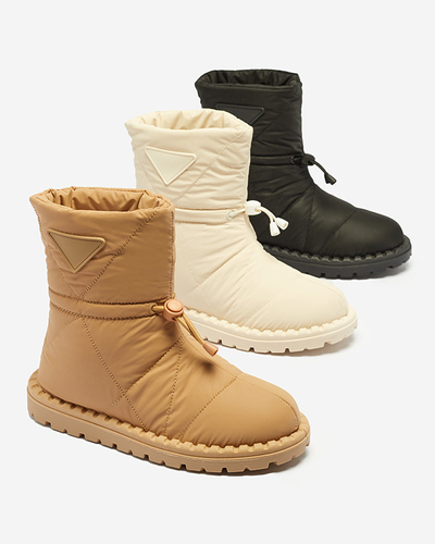 Dámske krémové prešívané snehule na plochej podrážke Ferri - Obuv