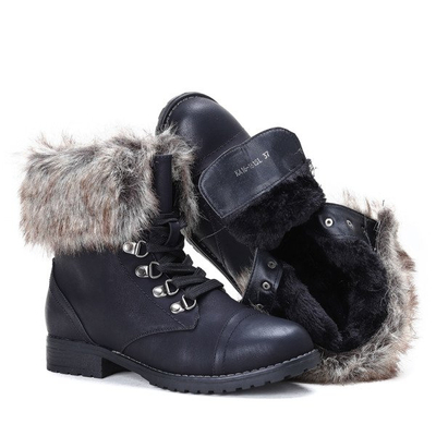 Czarne ocieplane trapery Ava - Obuwie