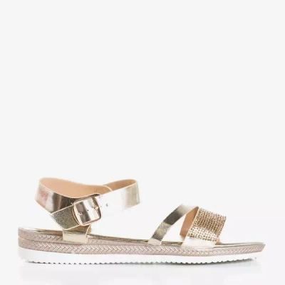 OUTLET Zlaté dámske sandále s kubickými zirkónmi Ido - Obuv