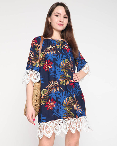 Dámska tunika v námorníckej modrej s listami - Oblečenie