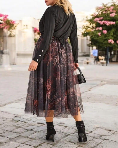 Royalfashion Dvojvrstvová midi sukňa pre ženy
