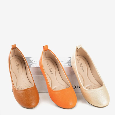Neon oranžové dámske ekologické baleríny - koža Nastis - Obuv