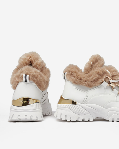 Royalfashion Biele dámske športové tenisky s kožušinkou Wicallen