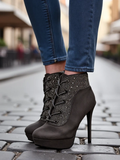 Royalfashion dámske členkové topánky s kamienkami Efelolo