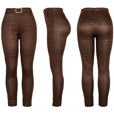 Hnědé a černé houndstooth kalhoty - Kalhoty 1