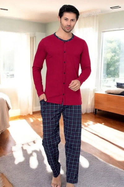 Royalfashion Pánske bavlnené pyžamá v károvanom vzore