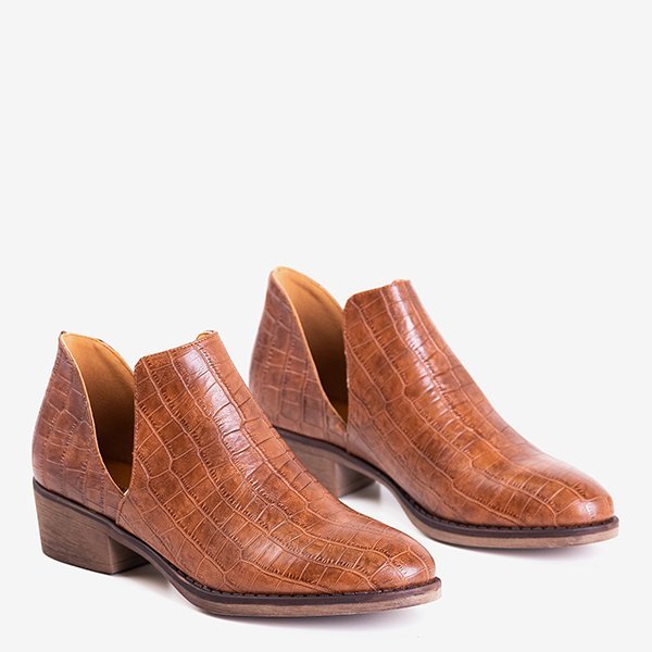 Hnedé topánky z hadej kože s výrezmi Piksen - Obuv