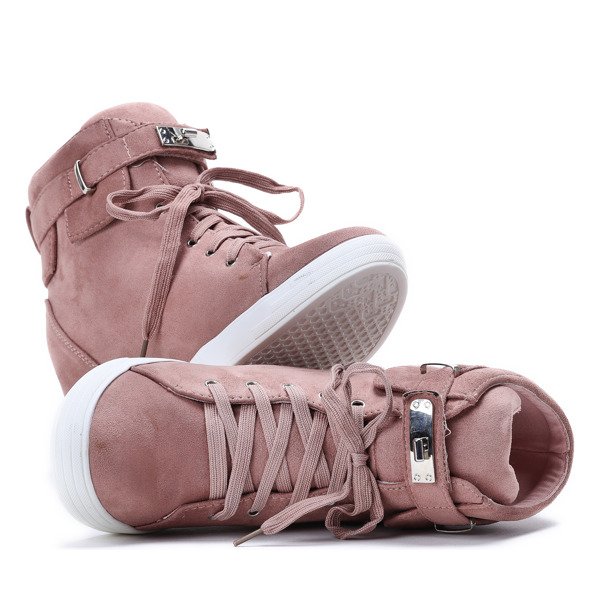 Różowe sneakersy na koturnie Jolie- Obuwie