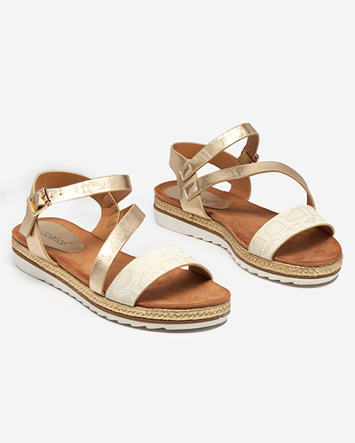 Dámske ploché sandále zlatej farby Pixaf- Footwear
