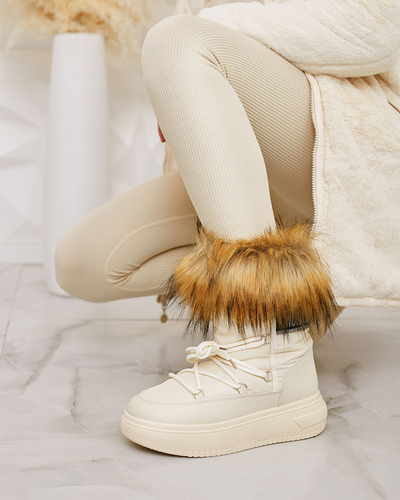 Royalfashion Beige slip-on boots a'la snow boots for women Gomillo