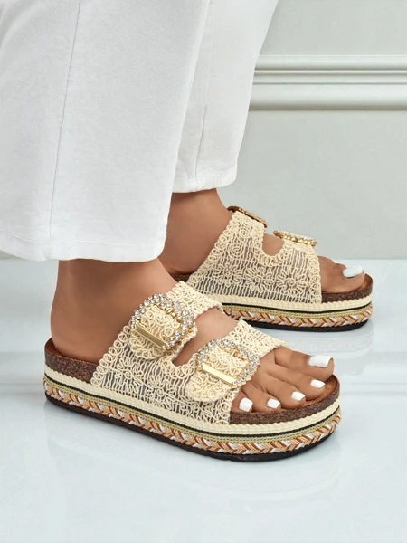 Royalfashion Dámske šľapky s trblietavými prackami GlamCork