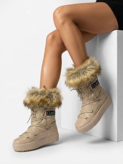 Royalfashion Svetlohnedé slip-on čižmy a'la snow boots for women Gomllo