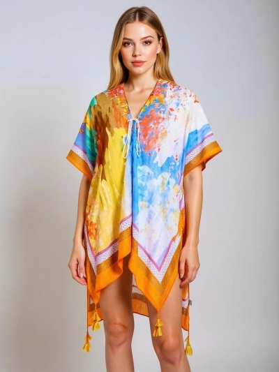 Pisani Pareo Callista by Royalfashion – Zračna obleka za na plažo do kolen
