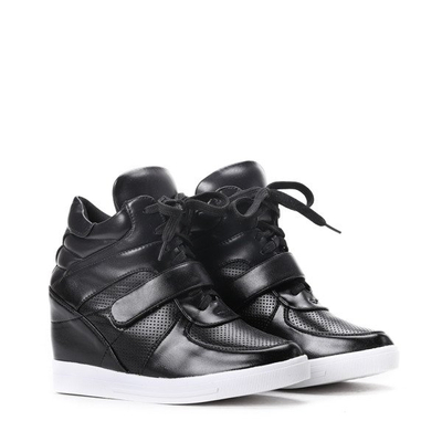 Czarne sneakersy na koturnie Ellen - Obuwie