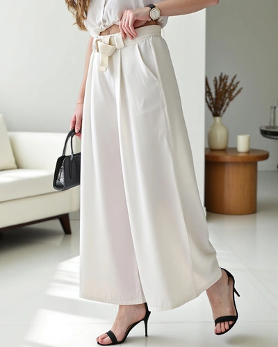 Royalfashion Široké dámske nohavice s opaskom