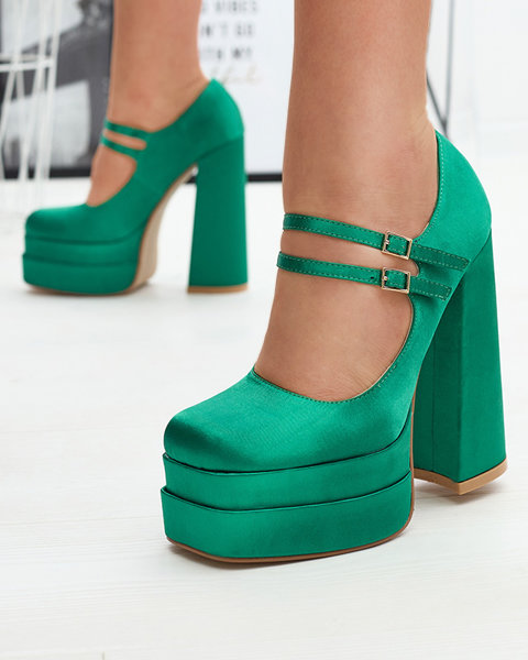 Zelené dámske lodičky na vysokom podpätku Elika - Obuv