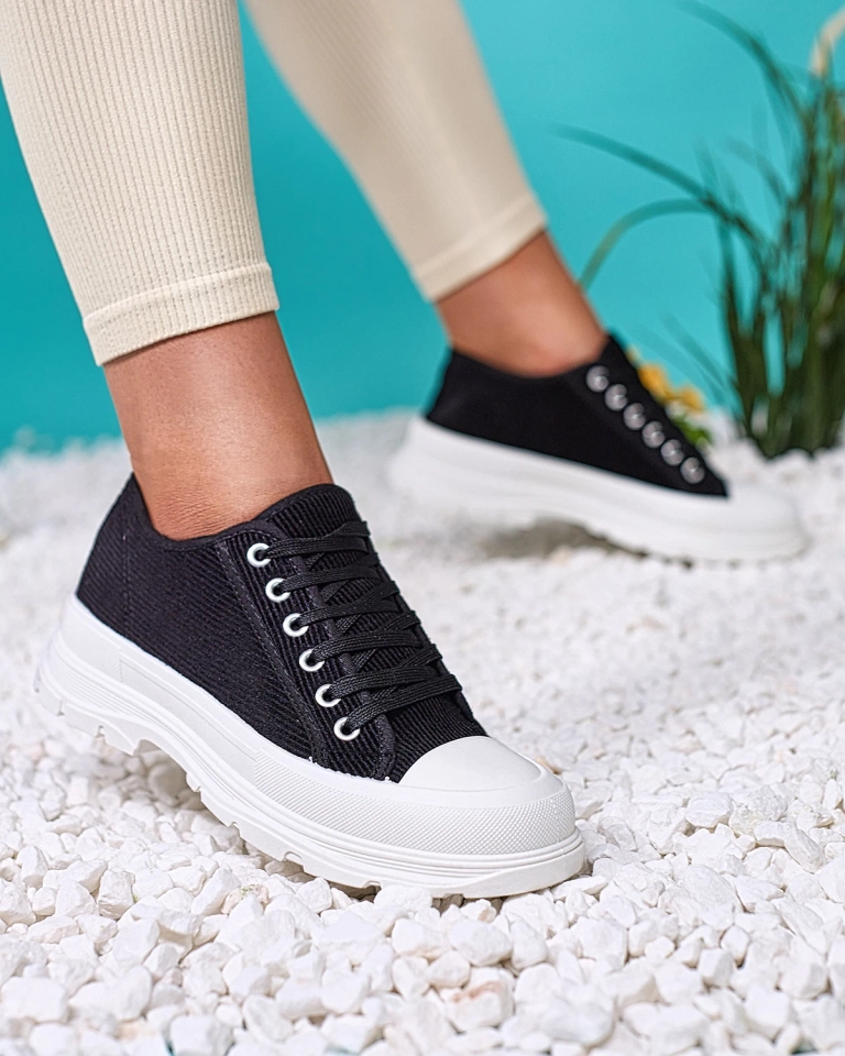 Royalfashion Čierne dámske tenisky na platforme Spollero