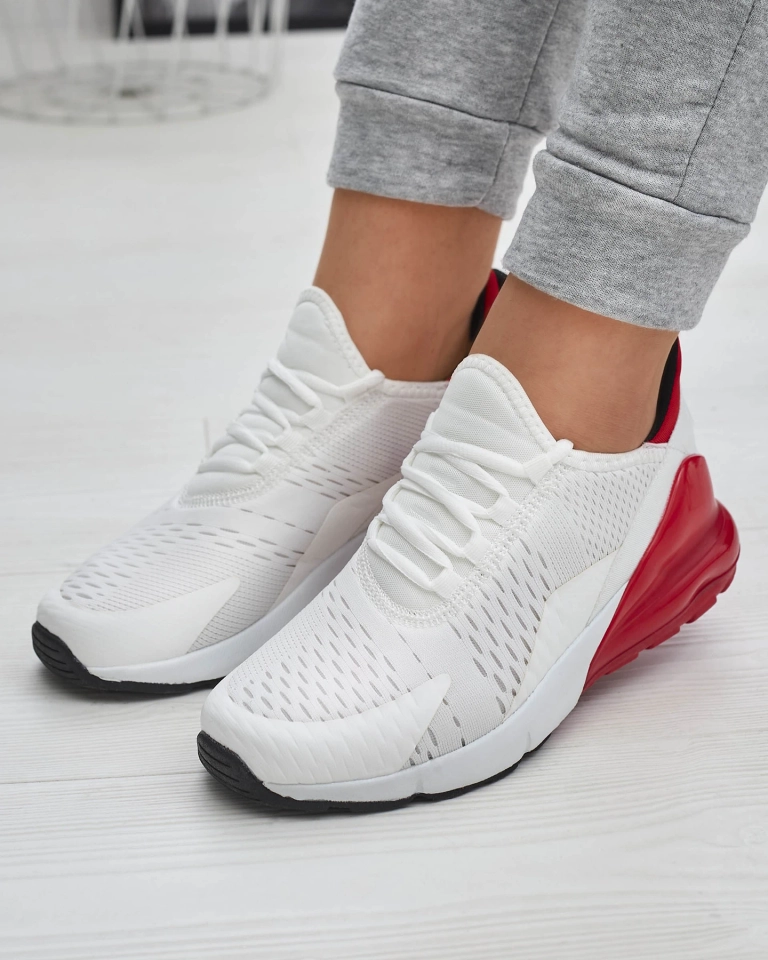 Bielo-červená dámska textilná športová obuv Tayrio- Footwear