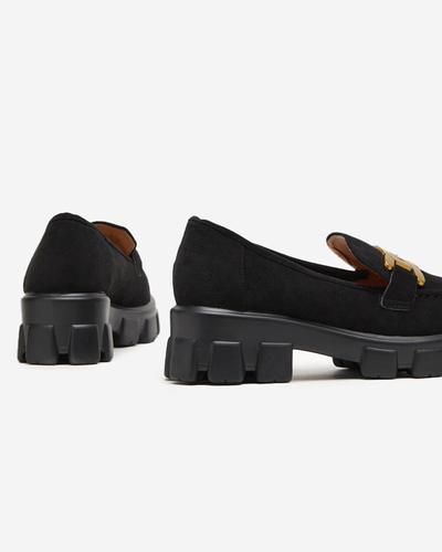 Čierne dámske topánky so zlatým zdobením Mukise - Obuv