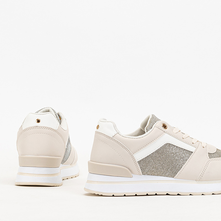 OUTLET Béžové dámske športové tenisky s trblietkami Berilan - Obuv