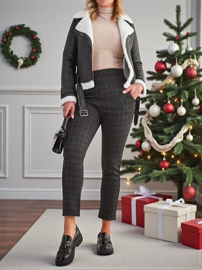 Royalfashion Zateplené dámske tegingové nohavice PLUS SIZE