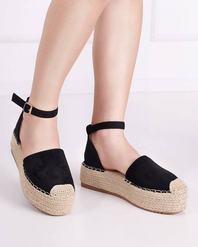 OUTLET Čierne dámske sandále a'la espadrilky na platforme Olikar - Topánky
