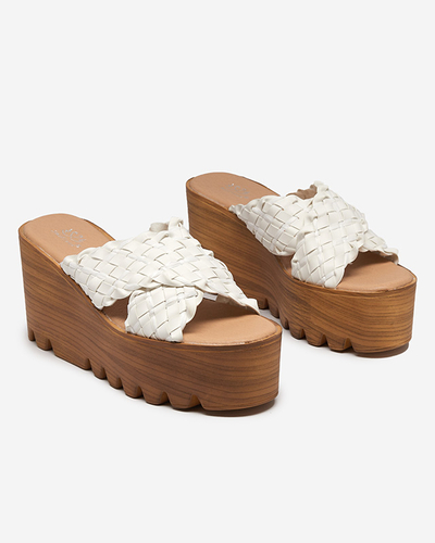 Biele dámske klinové sandále Balbanina - Obuv