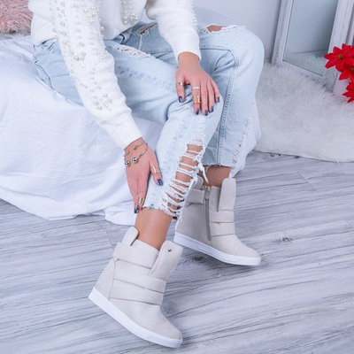 Beżowe sneakersy na krytym koturnie My Little Love- Obuwie