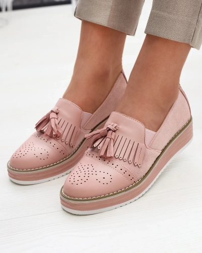 Ružové dámske poltopánky na nízkom podpätku Veolita- Obuv