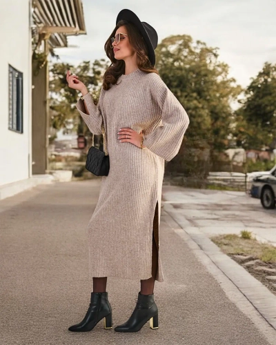 Royalfashion Dlhý svetrový šaty pre ženy