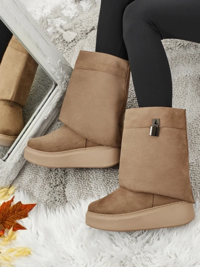 Kratki ženski škornji a'la za sneg z zgornjim delom, ki se zapenja Elizze