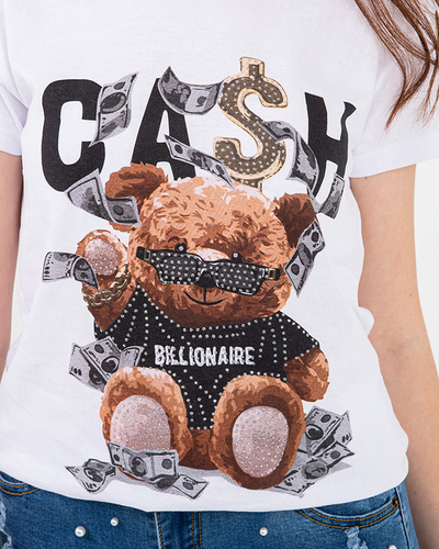 Biele dámske tričko s potlačou MISIA- Oblečenie