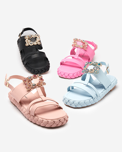 OUTLET Dámske modré sandále s ozdobnou prackou Govy-Footwear