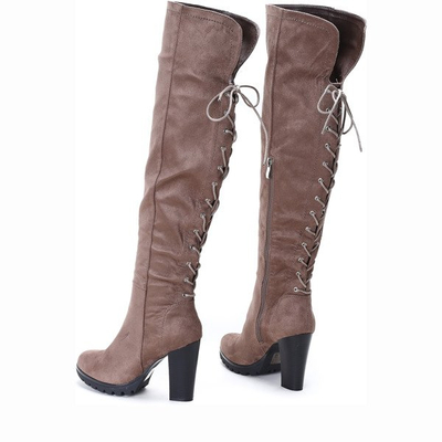 Brązowe botki na słupku Forever Young - Obuwie