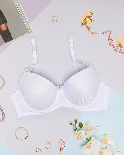 Dámska biela vzorovaná push-up podprsenka - Spodná bielizeň